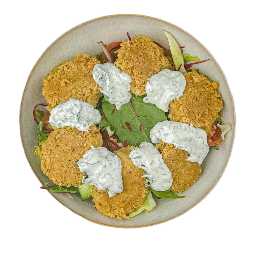 Falafel Bowl with Salad and Mint Dip