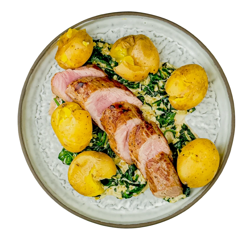 Creamy Spinach with Pork Tenderloin
