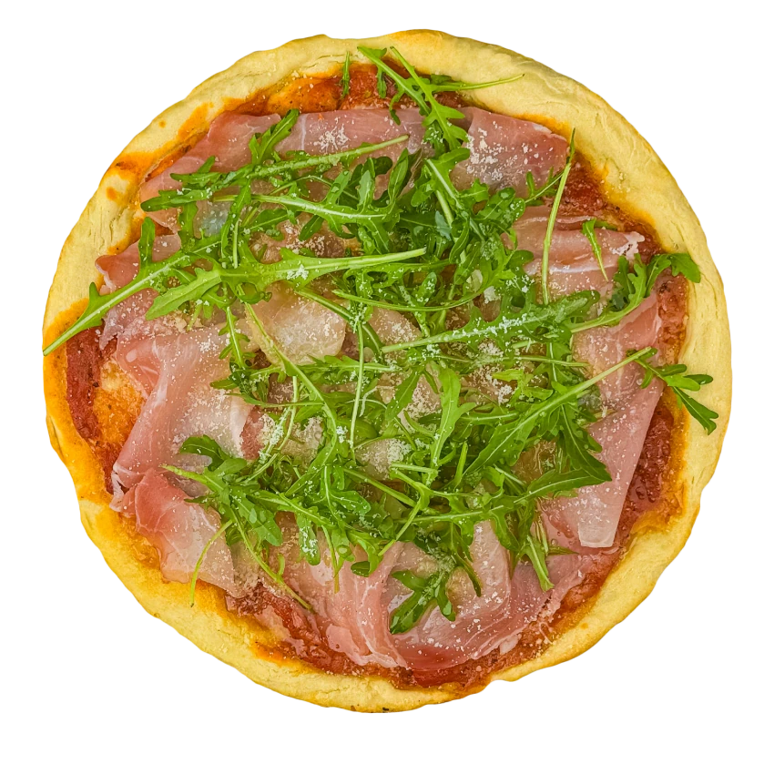 Homemade Pizza with Prosciutto and Arugula