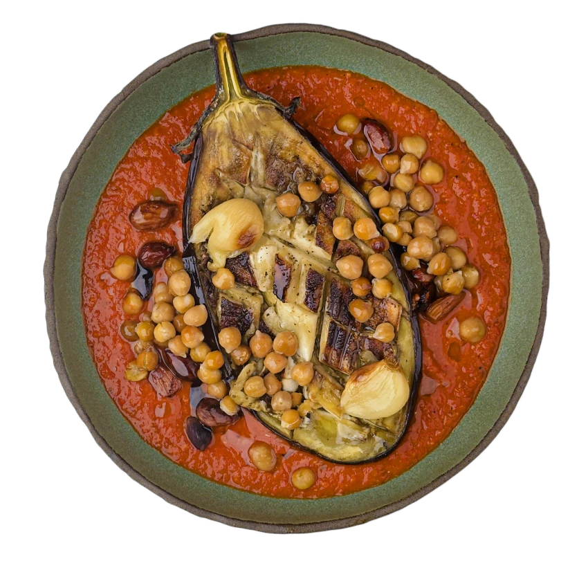 Roasted Eggplant with Romesco Sauce