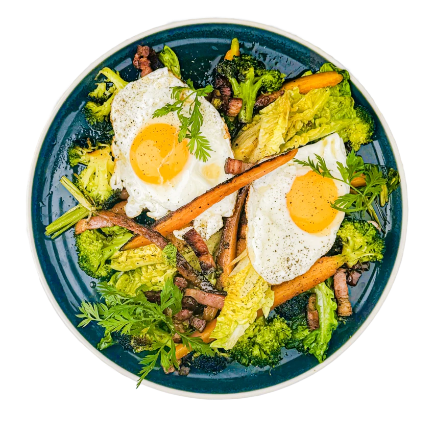 Lyonnaise Salad With Egg, Bacon And Broccoli