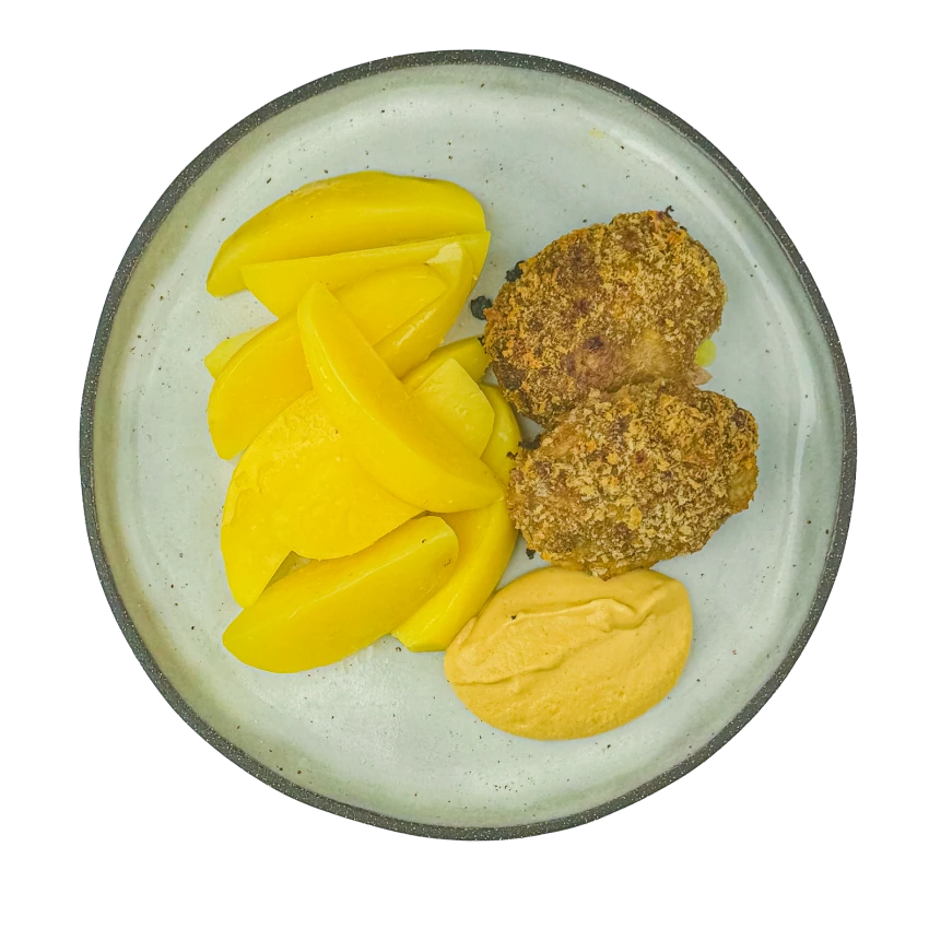 Oven-Baked Meat Patties With Boiled Potatoes