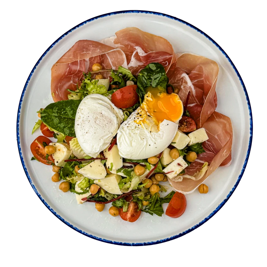 Italian Bowl With Poached Egg And Chickpea Salad