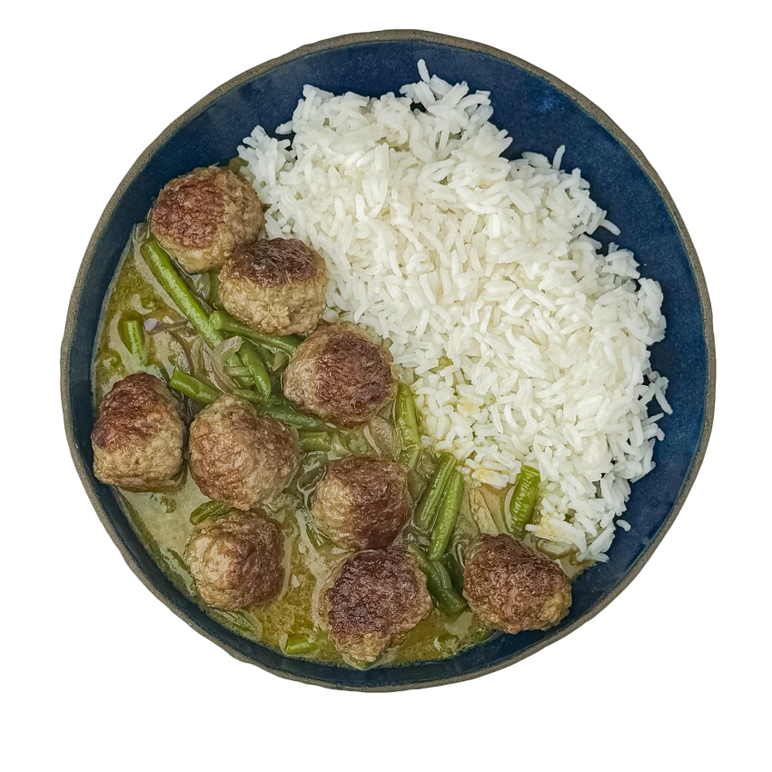 Curry Meatballs in Coconut Milk with Rice
