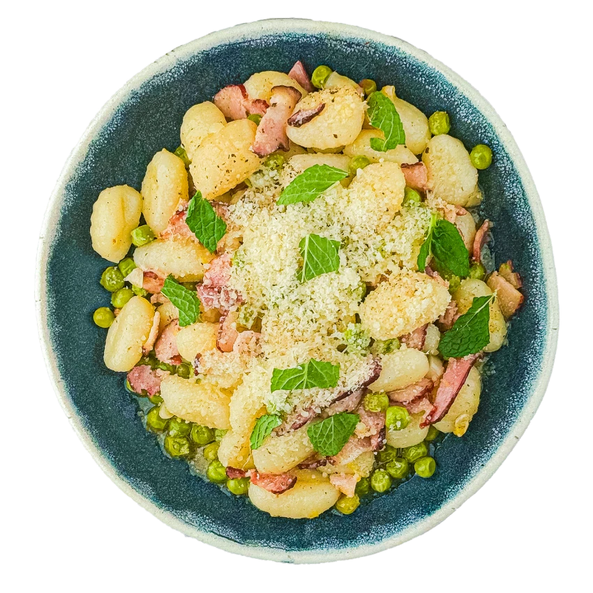 Gnocchi with Peas, Bacon and Lemon