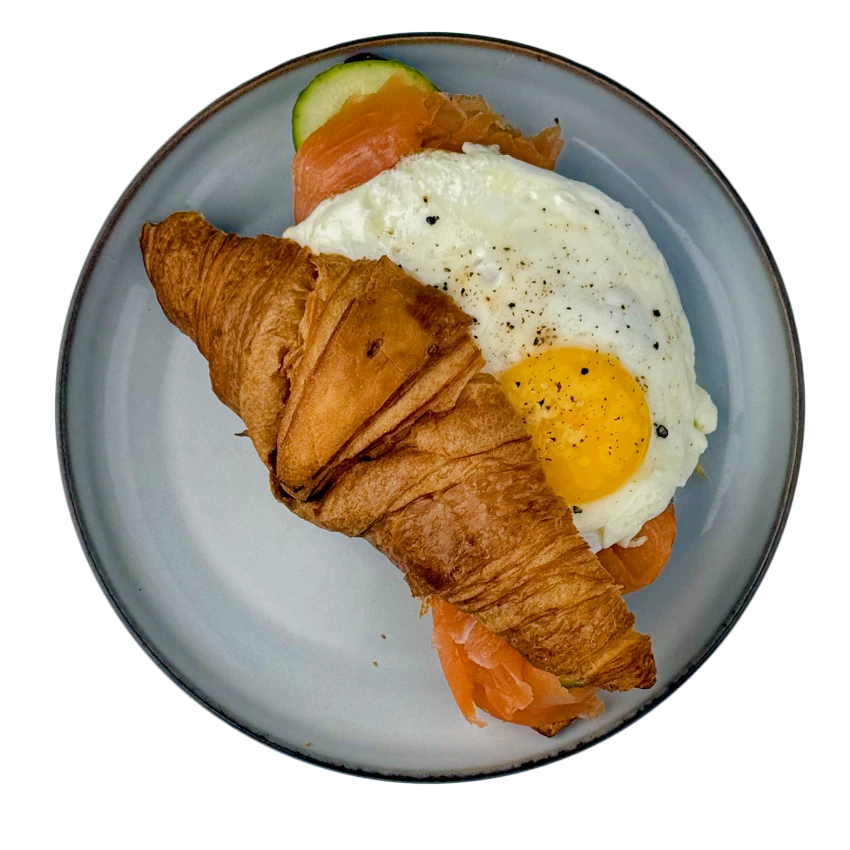 Croissant with Egg and Salmon