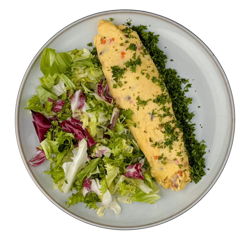Omelette with Tomatoes and Salad