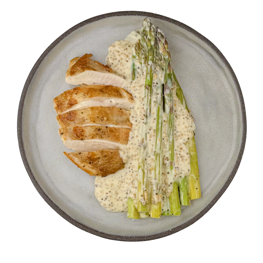 Chicken Breast with Asparagus and Mustard Sauce