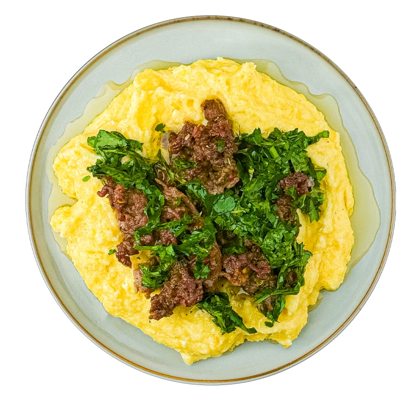 Crispy Beef with Polenta