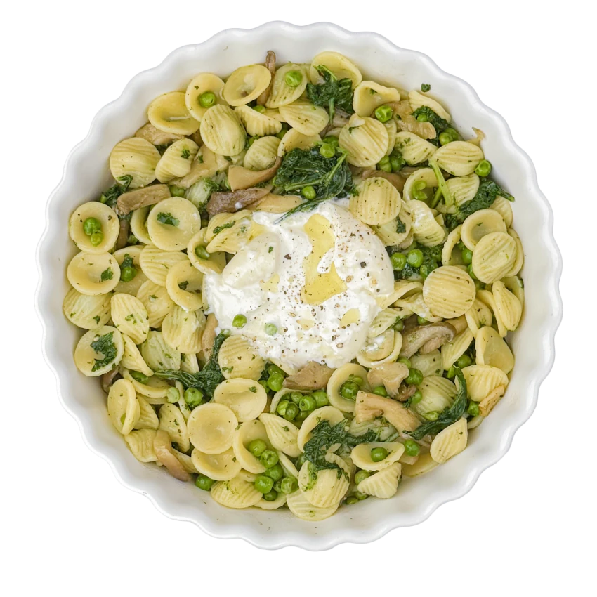 Spring Pasta with Burrata