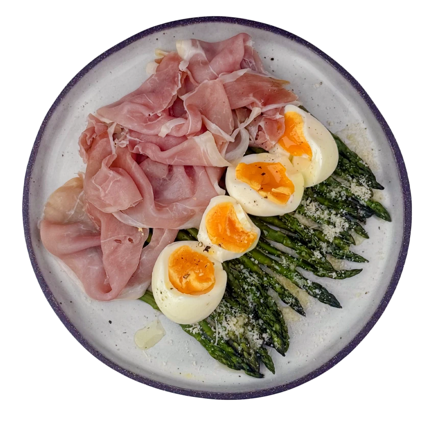 Asparagus with Egg and Prosciutto