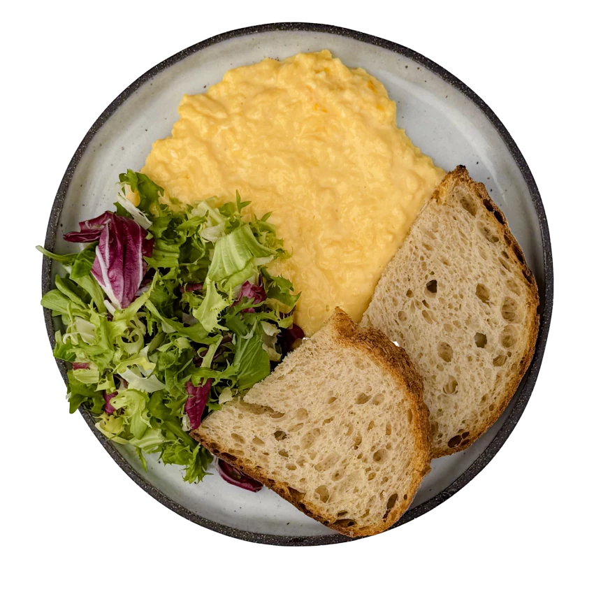 Scrambled Eggs with Salad