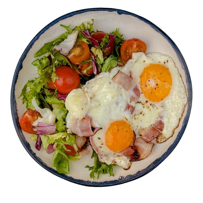 Fried Eggs with Salad