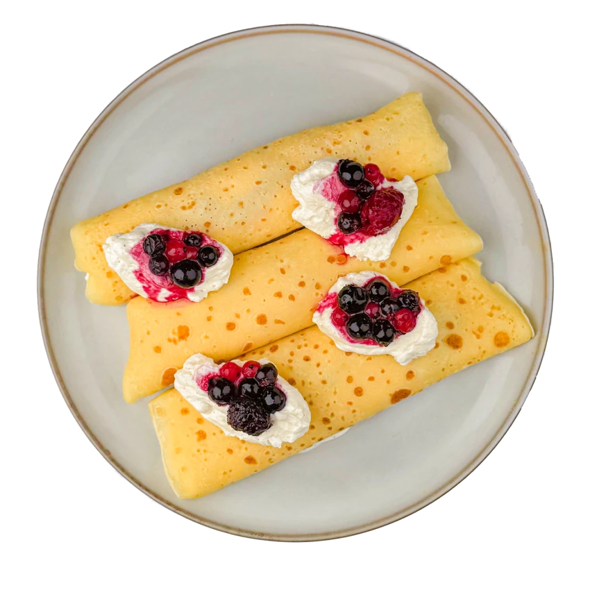 Savoury Crepe with Mascarpone Cream and Mixed Berries