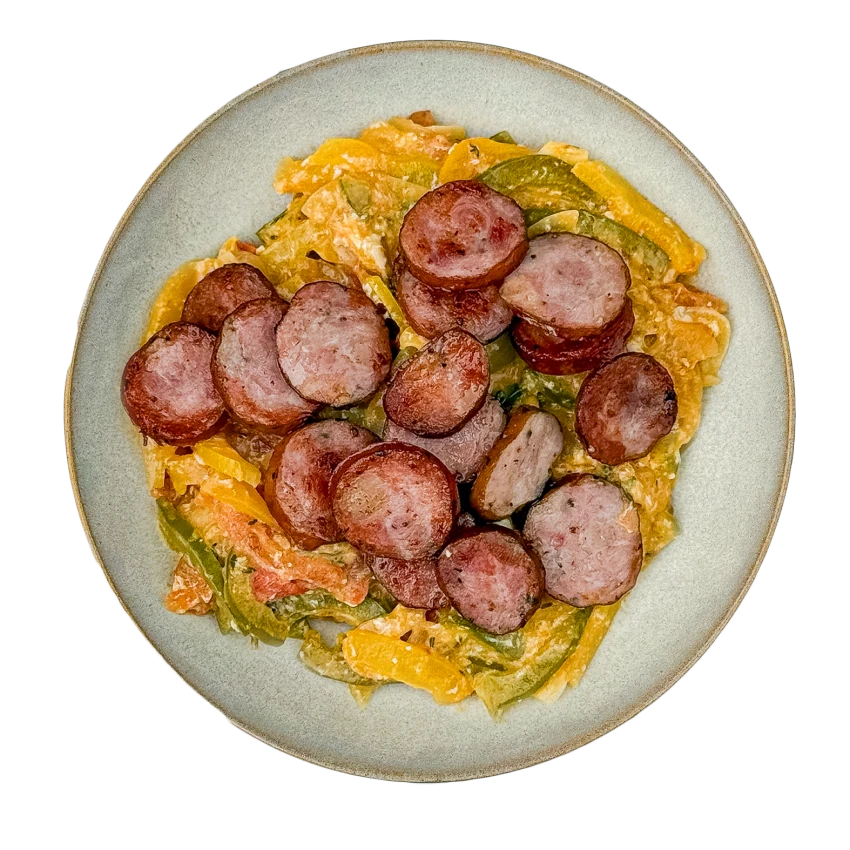 Pepper and Tomato Stew with Sausage
