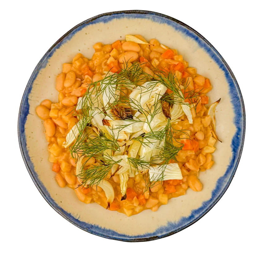 Beans with Roasted Fennel, Onion and Dill