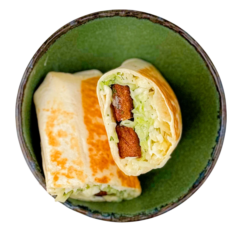 Tofu Wrap With Cabbage Salad And Tzatziki