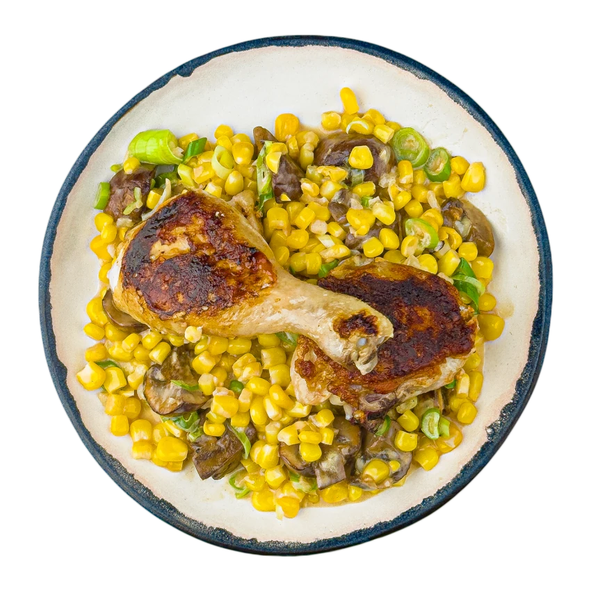 Chicken Thighs with Corn and Mushrooms