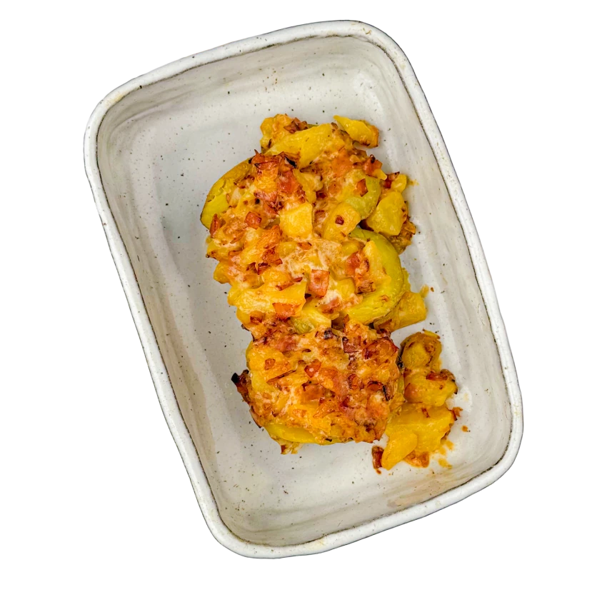 Stuffed Potatoes with Ham and Onion