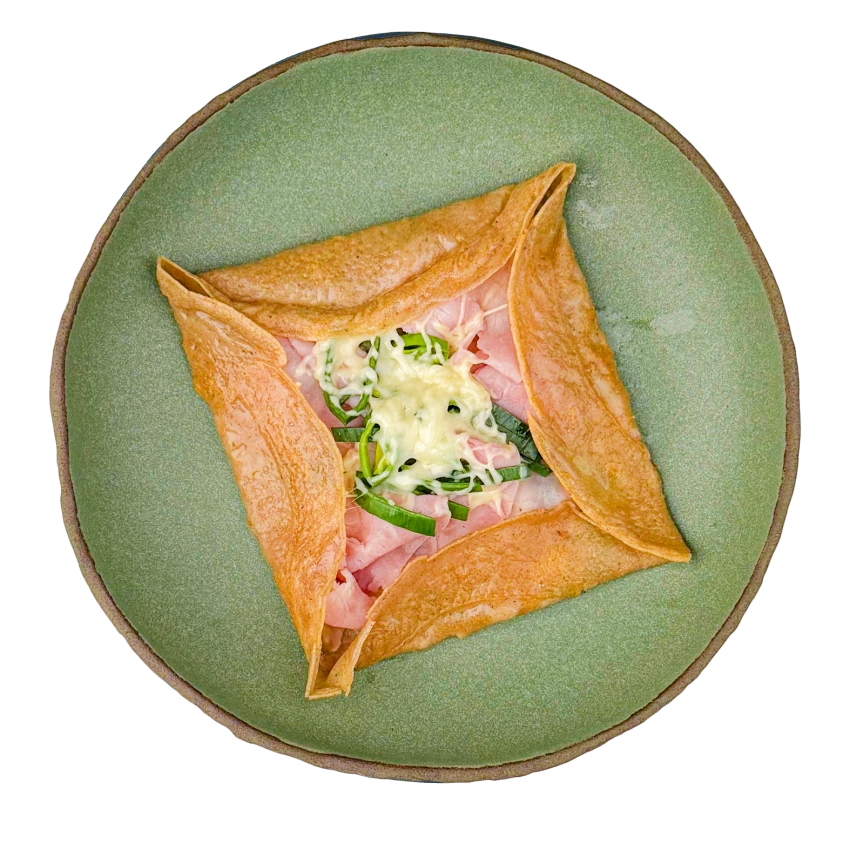 Buckwheat Crepe With Emmental, Ham And Leek