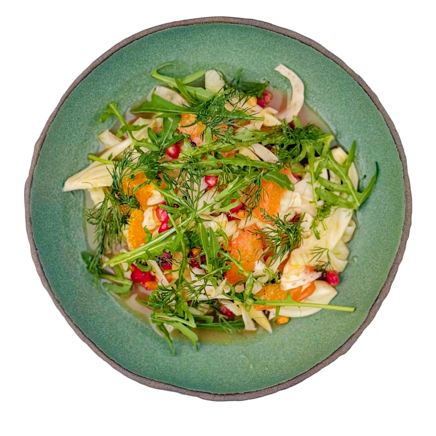 Fennel Salad with Citrus, Pomegranate Seeds and Pine Nuts