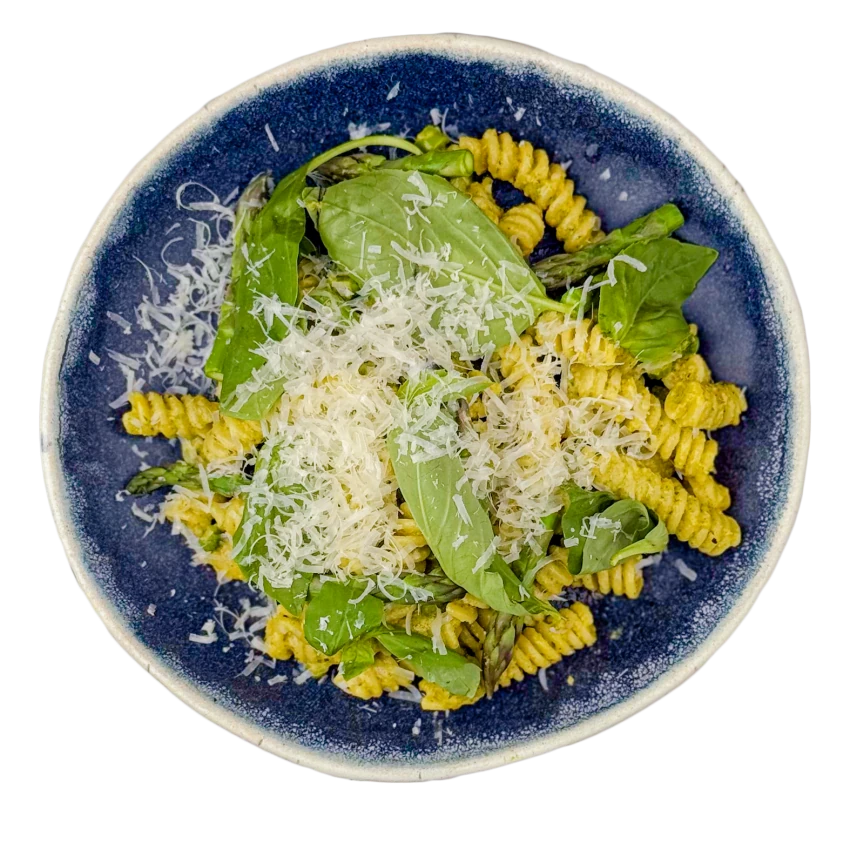 Fusilli with Pistachio Pesto and Asparagus