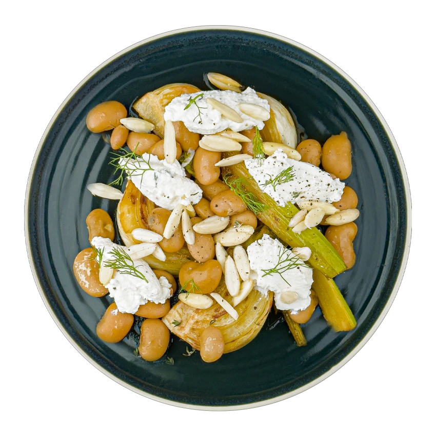 Roasted Fennel with Beans and Almond Ricotta
