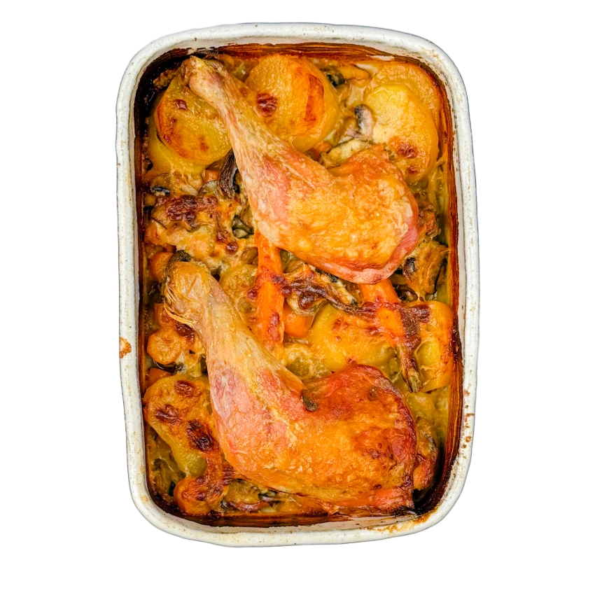 Baked Chicken Thighs with Mushrooms and Potatoes