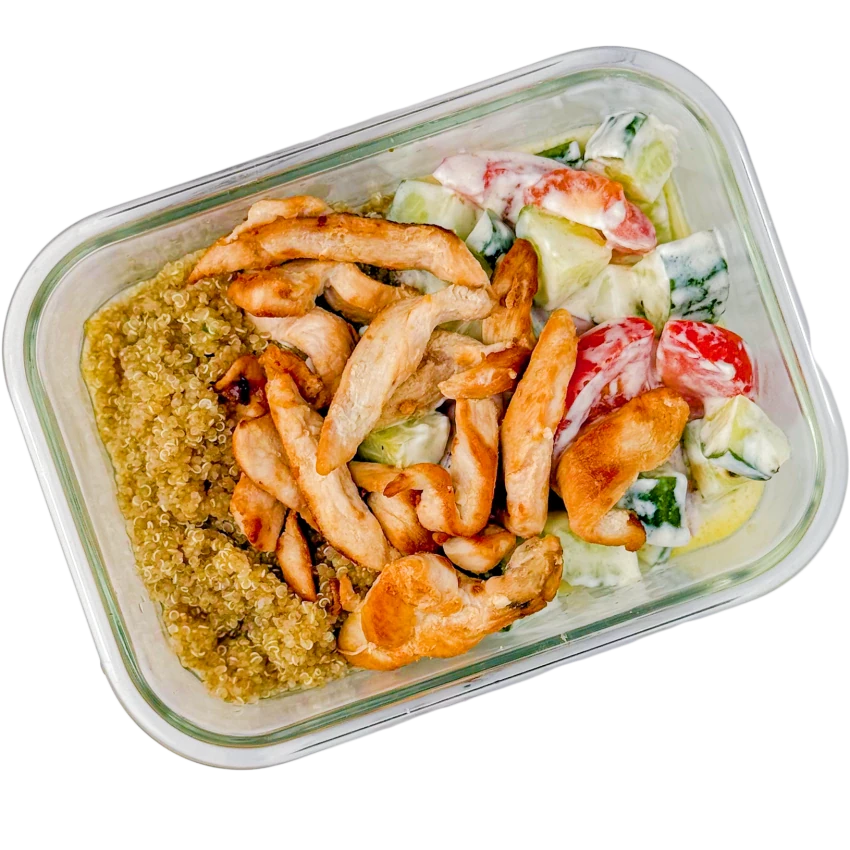 Lunchbox with Chicken Strips and Quinoa Salad