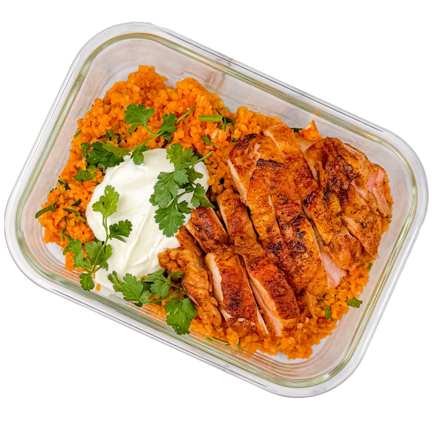 Lunchbox with Bulgur and Pan-Roasted Chicken Thigh