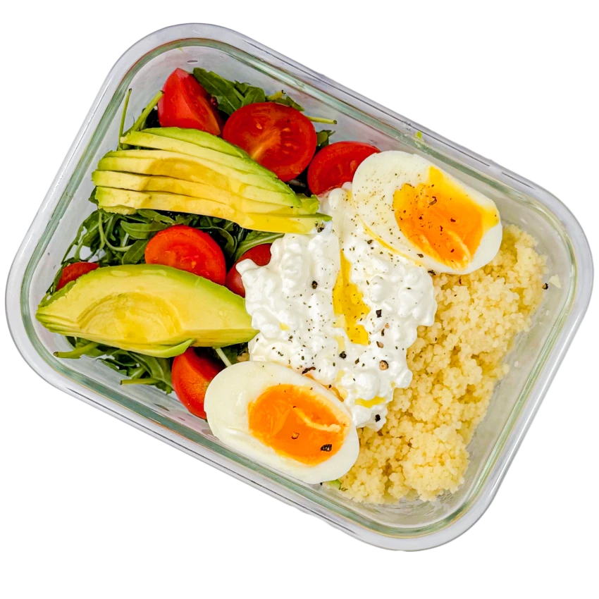 Protein Lunchbox with Soft-Boiled Egg, Avocado and Cottage Cheese