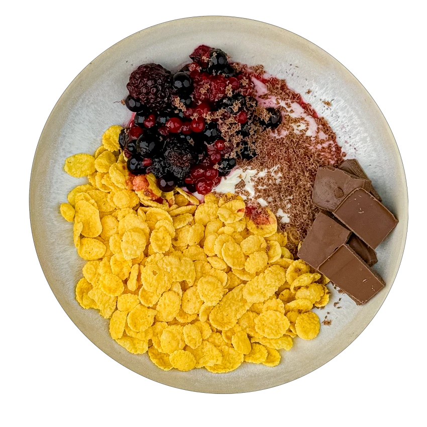 Corn Flakes with Mixed Berries and Sour Cream