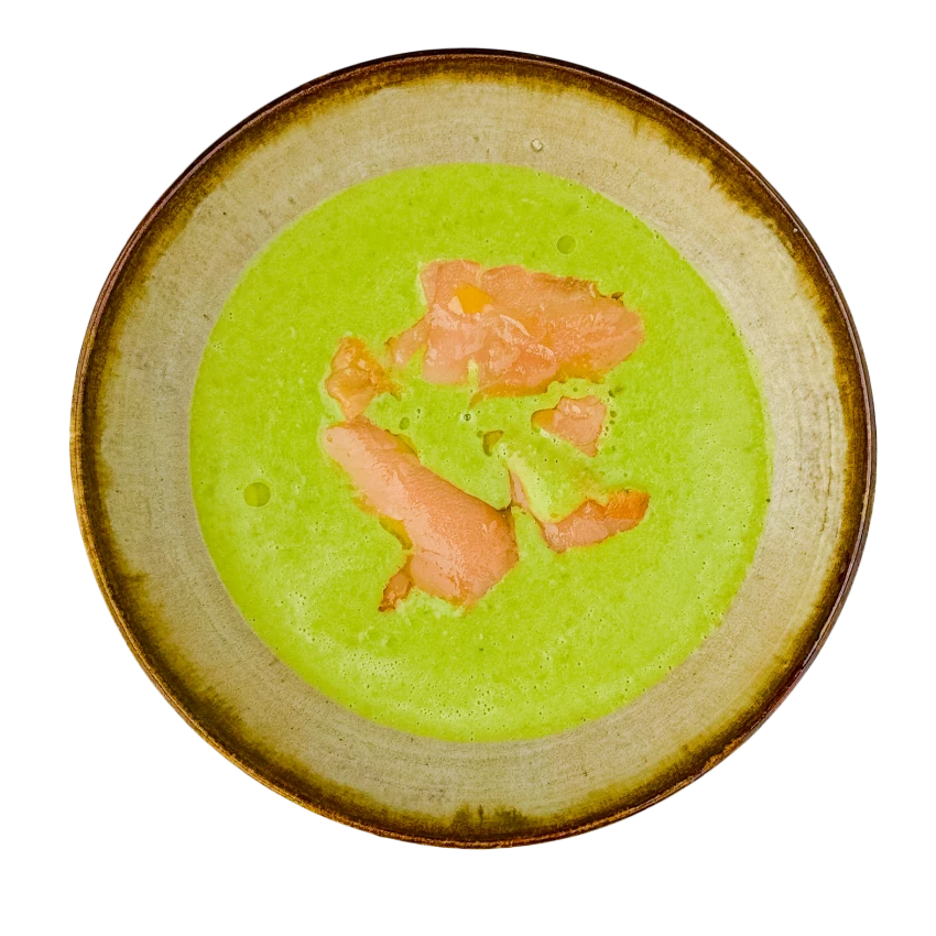 Pea Soup with Smoked Salmon