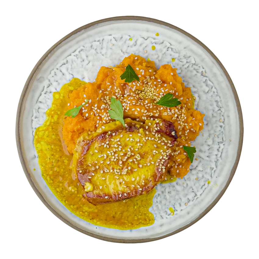Honey-Glazed Pork Chop with Roasted Sweet Potatoes