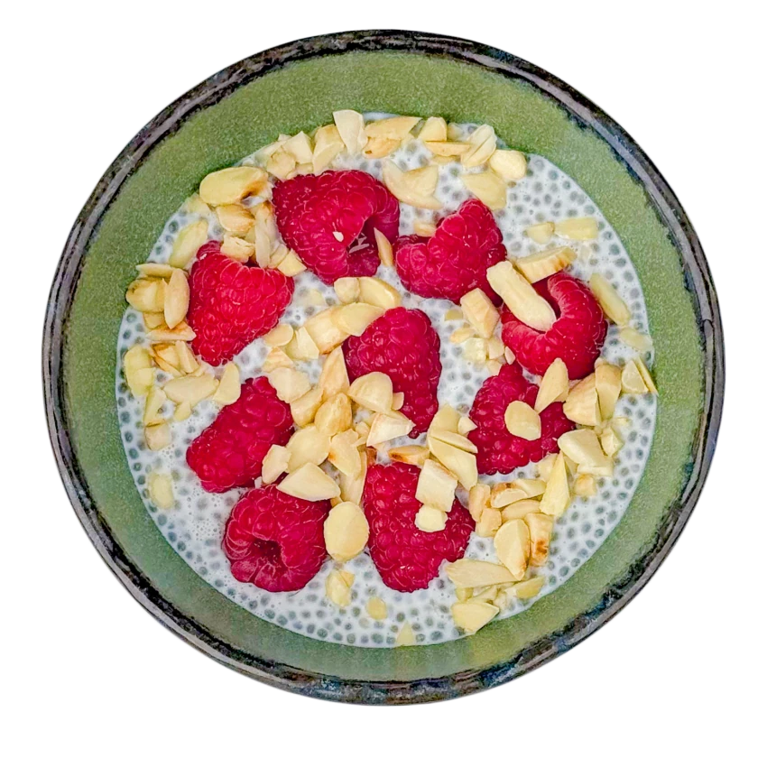 Chia Pudding with Raspberries and Almonds