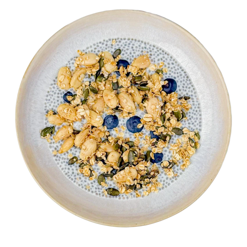 Chia Pudding with Blueberries and Granola