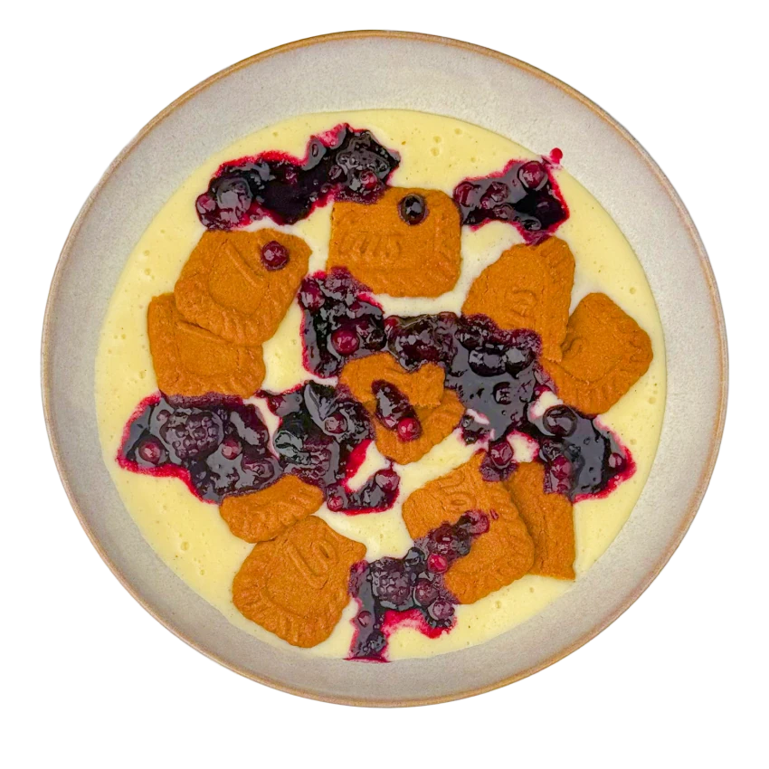 Homemade Custard with Mixed Berries and Almonds