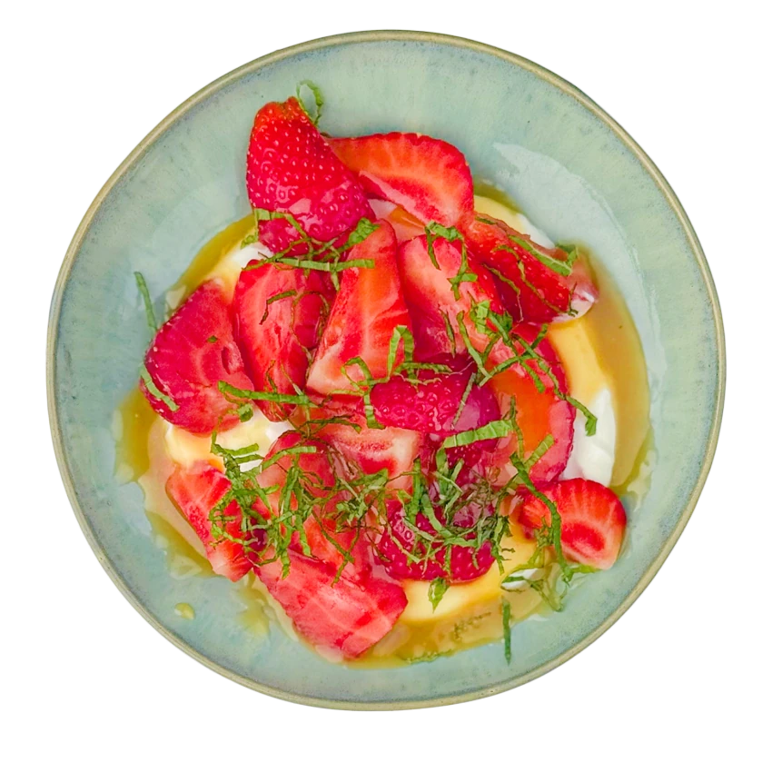 Strawberries with Quark and Salted Caramel