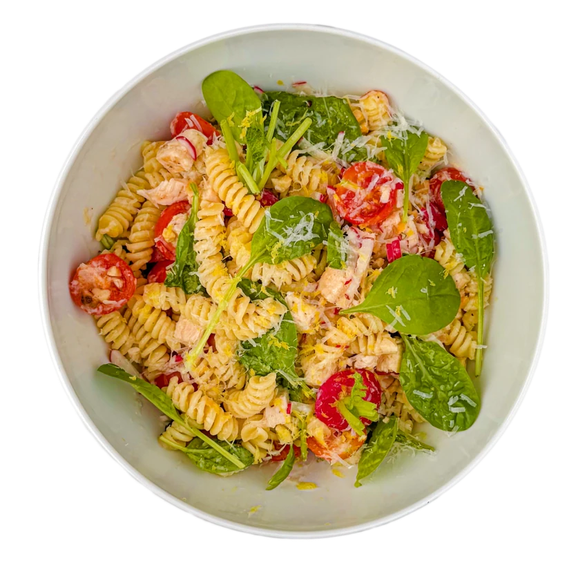 Pasta Salad with Chicken and Spinach Pesto