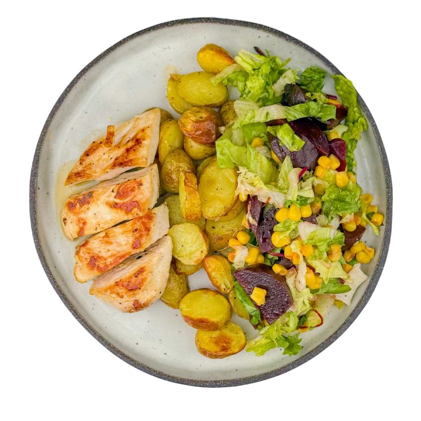 Chicken Breast with Roasted Potatoes and Beet Salad